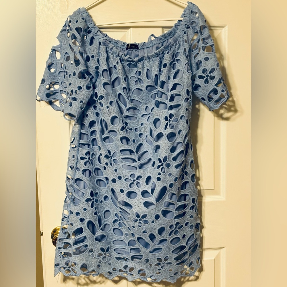 Elegant Blue Lace Dress